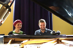 Caption: Nancy Harms and Tanner Taylor, Credit: John Whiting