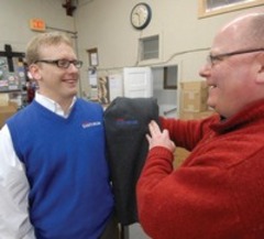 Caption: The Offical Santorum Sweater Vest, Credit: Monte Draper, Bemidji Pioneer Press