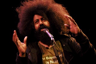 Caption: Improvisational Comedian Reggie Watts, Credit: Jennie Baker for Live Wire!