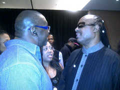 Caption: Steve Edwards & Stevie Wonder, Credit: Sheree Edwards