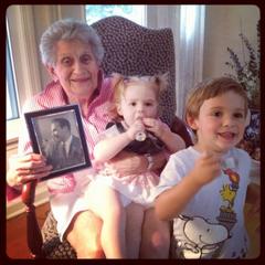 Caption: Great Grandma Bea with Henry and Juliet, Credit: Jeff Slater