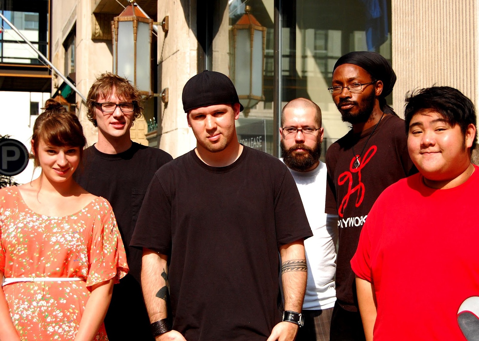 Caption: 2012 Slam Team: L-R: Kait Rokowski, coach Sam Cook, Guante, Shane Hawley, Khary Jackson and Hieu Nguyen