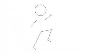 Caption: Artist's conception of New Portsmouth Man running from whatever may have caused his demise., Credit: Steve Carlson