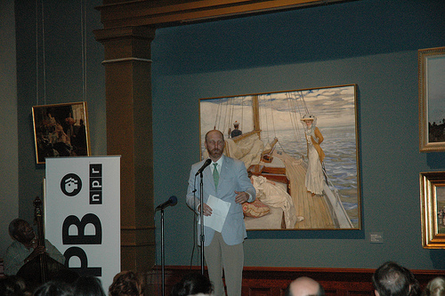 Caption: Johnathan Aimes at Moth Event in Savannah, Credit: Orlando Montoya