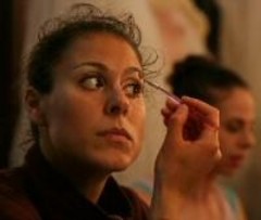 Caption: Sacramento Ballet dancer Ilana Goldman prepares to perform in China, Credit: Jay Mather