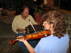 Caption: Magnolia Cajun band members Michelle Kaminsky & Alan Bradbury, Credit: Rhonda J. Miller