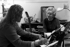 Caption: Flory Jagoda (right) teaches Ladino songs., Credit: Morgan Miller