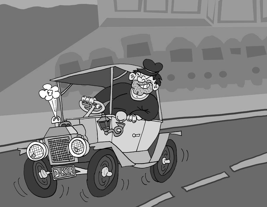 Caption: Illustration for "Dunkle's Old Jalopy," published in the book UNCLE DUNKLE AND DONNIE, Credit: Joe Bevilacqua