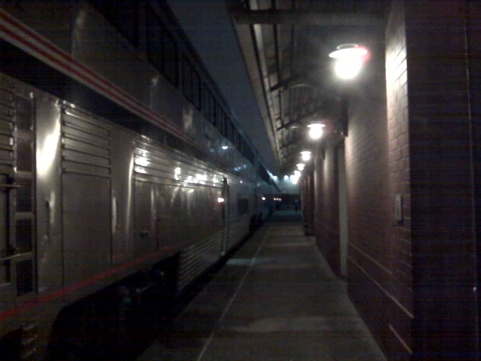Caption: Amtrak Empire Builder stops for passengers in Spokane, WA, Credit: Photo by Cheryl-Anne Millsap