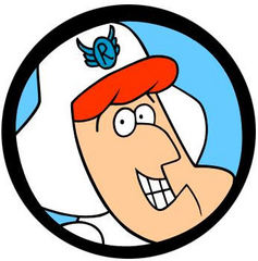 Caption: "Roger Ramjet" (Gary Owens) is featured on the 18th "Cartoon Carnival" with Joe Bev.