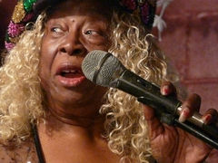 Caption: Louisiana blues diva Carol Fran performs at her 76th birthday party., Credit: Photo by Barry Yeoman