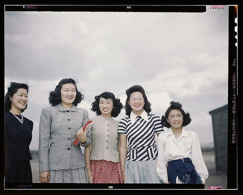 Caption: Women at the Tulle Lake War Relocation Camp, circa 1942. , Credit: Bob Bobster.  