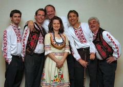Caption: Lyuti Chushki: From Left to Right: Varol Saatcioglu (gaida), Bruce Sagan (gûdulka), Len Newman (tambura), Tzvety Weiner (vocals), Valeri Georgiev (kaval), Larry Weiner (tûpan)