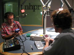 Caption: Mike D’Errico, left, and Jeremy Murphy make up the chiptunes duo The Attic Bits., Credit: Avishay Artsy