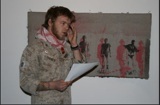 Caption: US veteran sharing his thoughts with Warrior Writers., Credit: Photo courtesy of Warrior Writers.