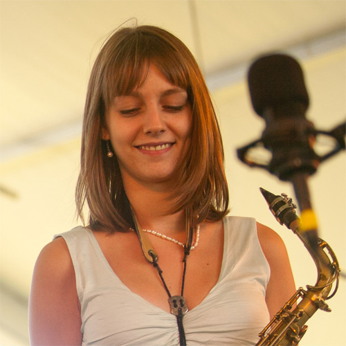 Caption: Berklee Global Jazz Institute Septet performs at the CareFusion Newport Jazz Festival 2010., Credit: Erik Jacobs at NPR