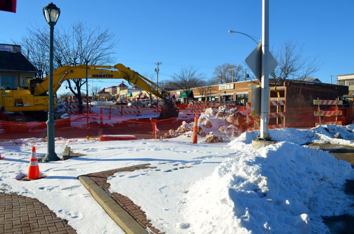 WaterOne crews were back in action on Johnson Drive Tuesday after being pulled off the project Monday due to the bitter cold.