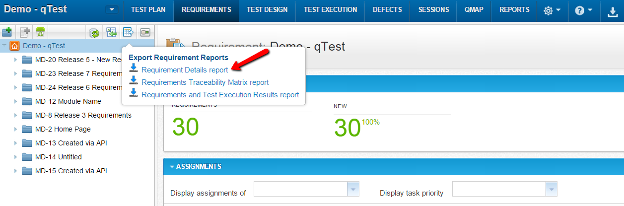 qTest - Requirements - Export - Requirement Details