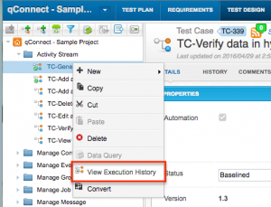 qTest - Test Design - Context Menu - View Execution History