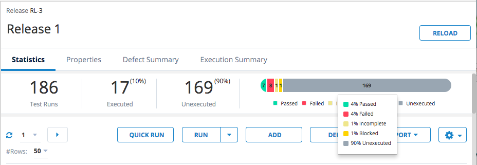 Statistics tab
