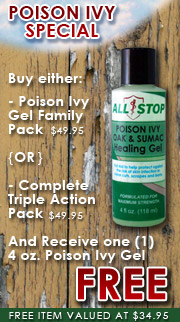 Purchase either the Healing Gel Family Pack or Complete Triple Action Pack and receive one 4 oz. Poison Ivy Gel FREE!