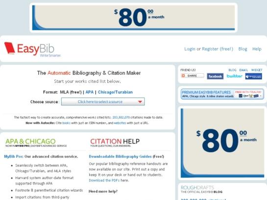 Easybib screenshot