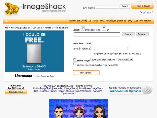 Imageshack screenshot