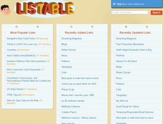 Listable screenshot