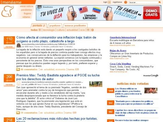 Meneame screenshot