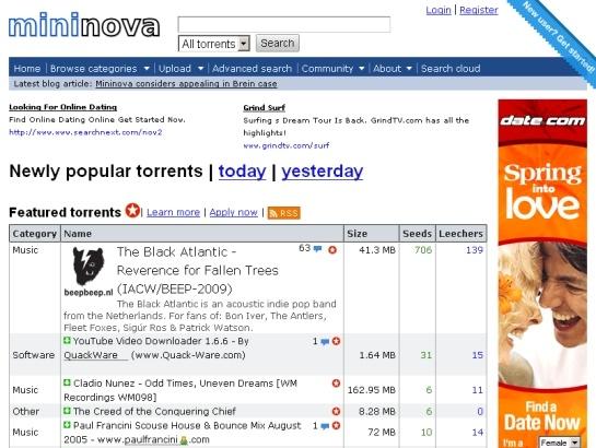 Mininova screenshot