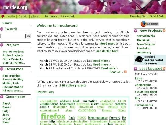 Mozdev screenshot