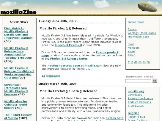 Mozillazine screenshot