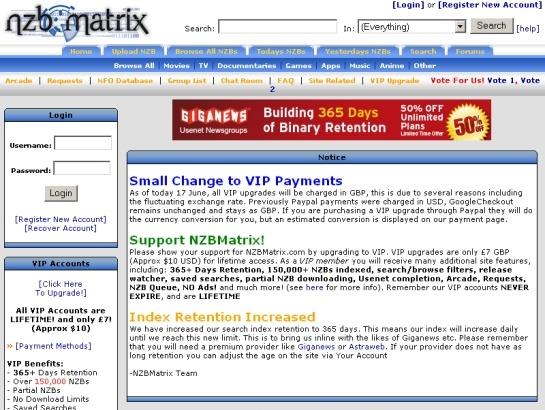 Nzbmatrix screenshot