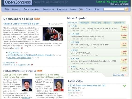 Opencongress screenshot