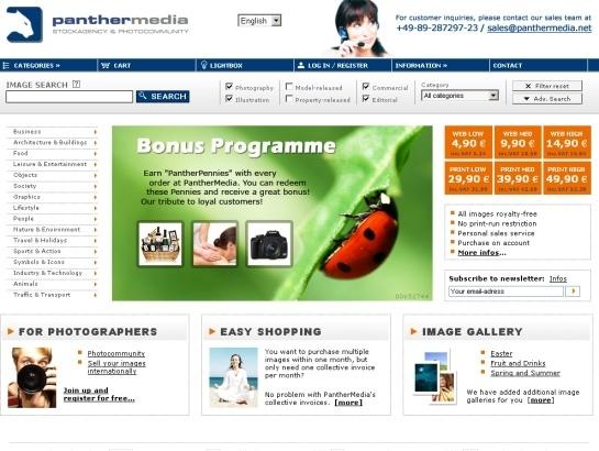 Panthermedia screenshot