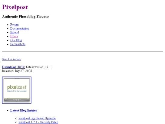 Pixelpost screenshot