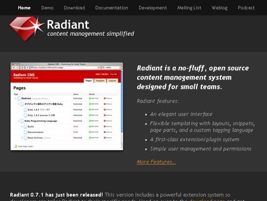 Radiantcms screenshot