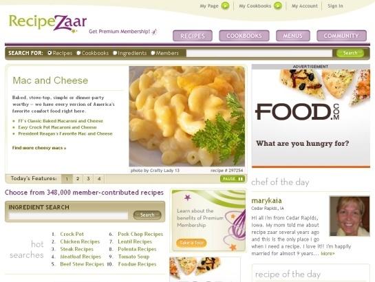 Recipezaar screenshot