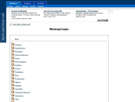Tech-archive screenshot