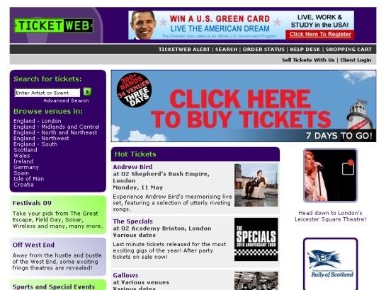 Ticketweb screenshot