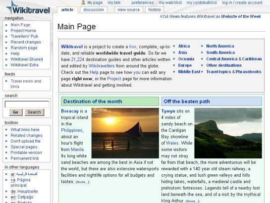 Wikitravel screenshot