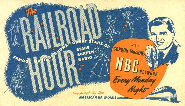 The Association of American Railroads stocked passenger trains with this ink blotter to help publicize "The Railroad Hour".