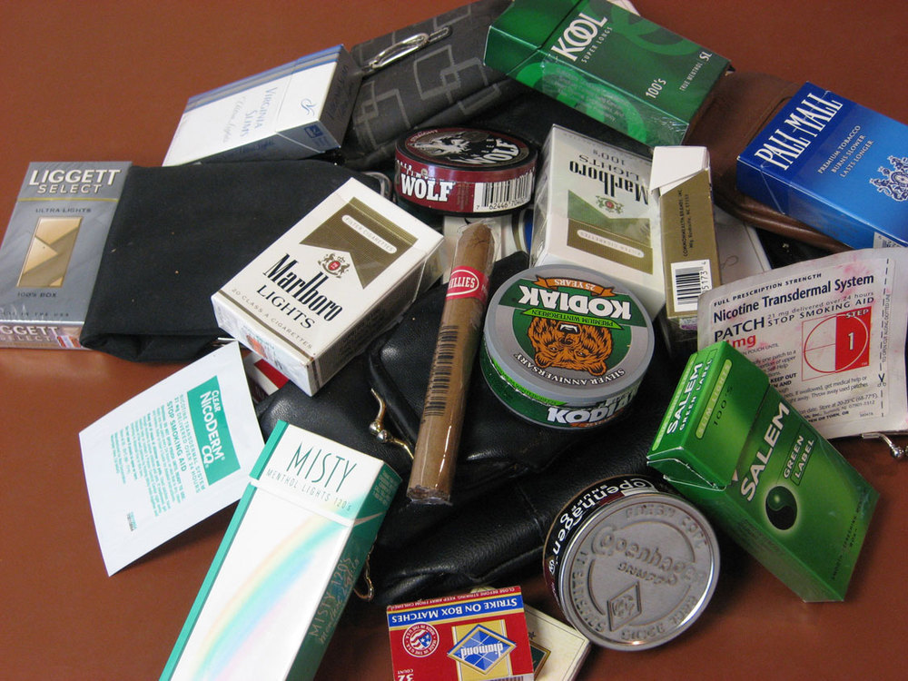 Carton of cigarettes and a pack of chew Nicotine