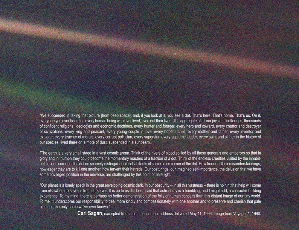 One voyager alone, 6 billion KM away / And from.. Pale Blue Dot