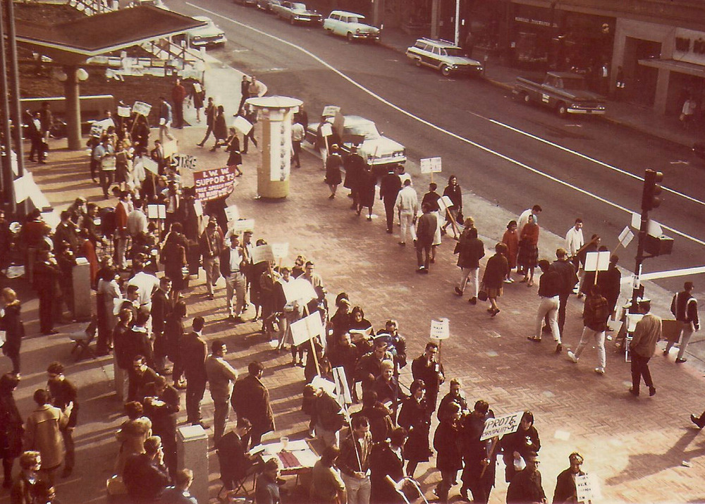 Picket lines and picket signs What's Going On by Marvin Gaye