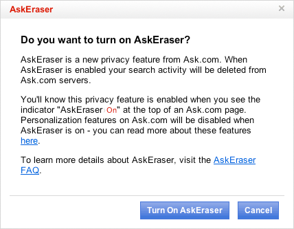 Ask.com's AskEraser