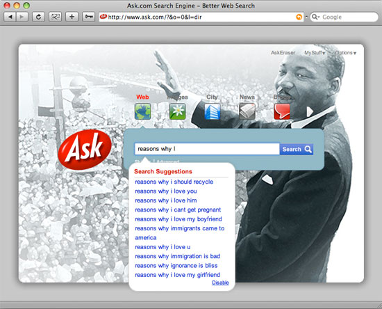 Ask.com Suggestion Search