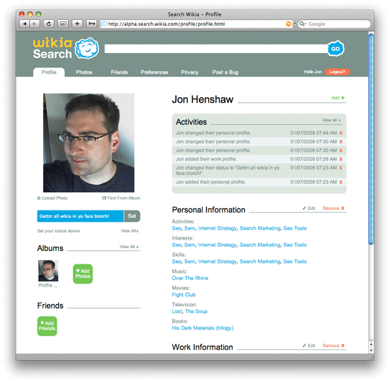 Wikia Search Profile Page