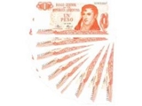 10 billetes correlativos (numeración seguida) de Argentina 1972
