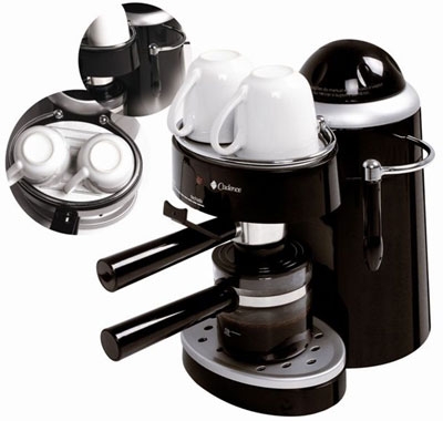 MÁQUINA DE CAFÉ E CAPPUCCINO (EM PÓ) EXP302 CADENCE -PRETA C/ PRATA
